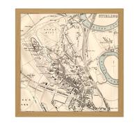 Artery8 Wall Art Print Map 1888 Bartholemew Stirling City Scotland Plan Square Framed Picture 16X16 Inch in Light Oak | Size: W16" x H16" Artery8 Light Oak W16" x H16"
