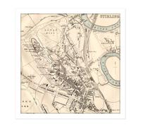 Artery8 Wall Art Print Map 1888 Bartholemew Stirling City Scotland Plan Square Framed Picture 16X16 Inch in White | Size: W16" x H16" Artery8 White W16" x H16"
