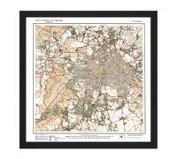 Artery8 Wall Art Print Map Antique 1922 Reich Office Berlin City Old Replica Square Framed Picture 16X16 Inch in Black | Size: W16" x H16" Artery8 Black W16" x H16"