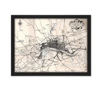 Artery8 Wall Art Print Map Crown 1930 London City England 1660 Plan Chart Large Framed Wall Décor Art in Black | Size: W18" x H24" Artery8 Black W18" x H24"