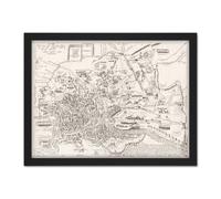 Artery8 Wall Art Print Map Ligorio 16th Century Ancient Rome City Plan Large Framed Wall Décor Art in Brown | Size: W18" x H24" Artery8 Brown W18" x H24"