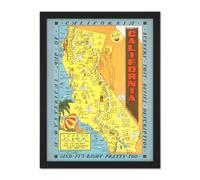 Artery8 Wall Art Print Map Lindgren 1948 California Pictorial Large Framed Wall Décor Art in Light Oak | Size: W18" x H24" Artery8 Light Oak W18" x H24"