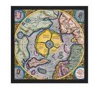 Artery8 Wall Art Print Map Mercator 1623 North Pole Arctic Pictorial Chart Square Framed Picture 16X16 Inch in Black | Size: W16" x H16" Artery8 Black W16" x H16"