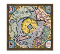 Artery8 Wall Art Print Map Mercator 1623 North Pole Arctic Pictorial Chart Square Framed Picture 16X16 Inch in Brown | Size: W16" x H16" Artery8 Brown W16" x H16"