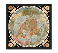 Artery8 Map Monte 1587 Composite World Pictorial Chart Square Wooden Framed Wall Art Print Picture 16X16 Inch