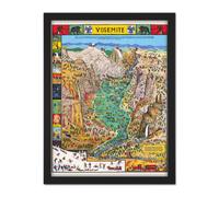 Artery8 Wall Art Print Map Mora 1931 Yosemite Valley Pictorial Large Framed Wall Décor Art in Light Oak | Size: W18" x H24" Artery8 Light Oak W18" x H24"