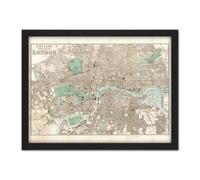 Artery8 Wall Art Print Map Philip 1881 London City England Plan Chart Large Framed Wall Décor Art in Brown | Size: W18" x H24" Artery8 Brown W18" x H24"