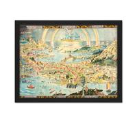 Artery8 Wall Art Print Map Sleigh 1918 Ancient Fairyland Fantasy Chart Large Framed Wall Décor Art in Brown | Size: W18" x H24" Artery8 Brown W18" x H24"