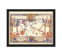 Artery8 Wall Art Print Map Webb 1937 British Empire Commonwealth Pictorial Large Framed Wall Décor Art in Black | Size: W18" x H24" Artery8 Black W18" x H24"