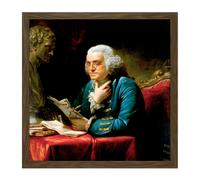 Artery8 Wall Art Print Martin Portrait Founding Father Benjamin Franklin Painting Square Framed Picture 16X16 Inch in Brown | Size: W16" x H16" Artery8 Brown W16" x H16"