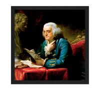 Artery8 Wall Art Print Martin Portrait Founding Father Benjamin Franklin Painting Square Framed Picture 16X16 Inch in Black | Size: W16" x H16" Artery8 Black W16" x H16"