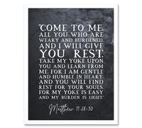 Artery8 Wall Art Print Matthew 11:28-30 Come to Me All You Who Are Weary I will Give You Rest Christian Bible Verse Quote Scripture Typography Art Artery8 White W12" x H16"