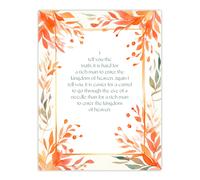 Artery8 Matthew 19:24 Jesus Christ Christian Bible Faith God Quote Orange Flowers Artwork Extra Large XL Wall Art Poster Print