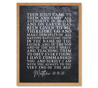 Artery8 Wall Art Print Matthew 28:18-20 Jesus I am w/ you always to the very end of the age Christian Bible Verse Quote Scripture Typography Art Artery8 Light Oak W12" x H16"