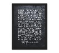 Artery8 Wall Art Print Matthew 28:18-20 Jesus I am with you always to the very end of the age Christian Bible Verse Large Framed Wall Décor Art Artery8 Brown W18" x H24"