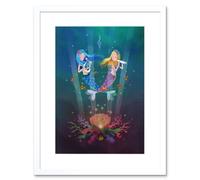 Artery8 Wall Art Print Mermaids Kids Music Framed Art in White | Size: W7" x H9" Artery8 White W7" x H9"