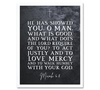 Artery8 Wall Art Print Micah 6:8 Love Mercy Walk Humbly With Your God Christian Bible Verse Quote Scripture Typography Art Framed | Size: W12" x H16" Artery8 White W12" x H16"