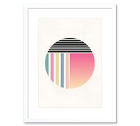 Artery8 Wall Art Print Minimalist Abstract Pastel Circle Artwork Framed 9X7 Inch in White | Size: W7" x H9" Artery8 White W7" x H9"