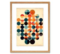 Artery8 Wall Art Print Minimalist Bauhaus Geometric Vintage Colourful Shapes Circles Artwork Framed 9X7 Inch in Beige | Size: W7" x H9" Artery8 Beige W7" x H9"