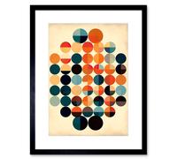 Artery8 Wall Art Print Minimalist Bauhaus Geometric Vintage Colourful Shapes Circles Artwork Framed 9X7 Inch in Black | Size: W7" x H9" Artery8 Black W7" x H9"
