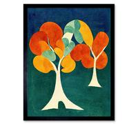 Artery8 Wall Art Print Minimalistic Henri Matisse Style Autumn Fall Trees Abstract Art Framed in Black | Size: W12" x H16" Artery8 Black W12" x H16"