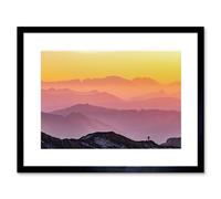 Artery8 Wall Art Print Misty Mountain Beautiful Sunrise Panorama Framed in Black | Size: W7" x H9" Artery8 Black W7" x H9"