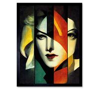 Artery8 Wall Art Print Modern Abstract Portrait Of A Woman Multiple Personalities Art Framed in Black | Size: W12" x H16" Artery8 Black W12" x H16"