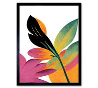 Artery8 Wall Art Print Modern Abstract Tropical Vibrant Leaves Botanical Painting Art Framed in Black | Size: W12" x H16" Artery8 Black W12" x H16"