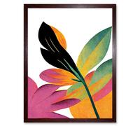 Artery8 Wall Art Print Modern Abstract Tropical Vibrant Leaves Botanical Painting Art Framed in Brown | Size: W12" x H16" Artery8 Brown W12" x H16"
