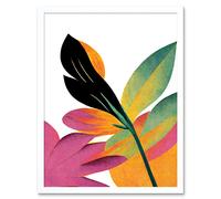 Artery8 Wall Art Print Modern Abstract Tropical Vibrant Leaves Botanical Painting Art Framed in White | Size: W12" x H16" Artery8 White W12" x H16"