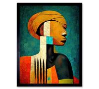 Artery8 Framed Wall Art Modern African Abstract Gold & Bold - 12X16 Inch
