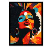 Artery8 Wall Art Print Modern African Art Multi-Coloured Bright Bold Abstract Art Framed in Black | Size: W12" x H16" Artery8 Black W12" x H16"