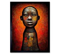 Artery8 Wall Art Print Modern African Oil Ceremonial Statue Art Framed in Black | Size: W12" x H16" Artery8 Black W12" x H16"