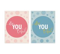 Artery8 Wall Art Print Modern Be You Tiful Beautiful Set Of 2 s Living Room Aesthetic Typography A4 Artery8 Multicolor A4