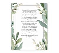 Artery8 Wall Art Print Modern Blessed Beatitudes Green Pope Francis Quote Bible Poster | Size: W24" x H32" Artery8 Green W24" x H32"