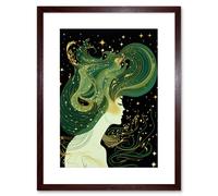 Artery8 Wall Art Print Modern Concept Art Aurora Borealis Artwork Framed 9X7 Inch in Brown | Size: W7" x H9" Artery8 Brown W7" x H9"