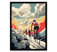 Artery8 Wall Art Print Modern Cycle Road Race Artwork Paris Roubaix Hell Of The North Haute Route Cycling Painting Art Framed | Size: W12" x H16" Artery8 Multicolor W12" x H16"