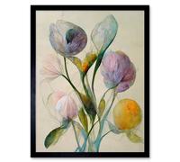 Artery8 Wall Art Print Modern Elegant Pastel Floral Bouquet Abstract Flowers Art Framed in Black | Size: W12" x H16" Artery8 Black W12" x H16"