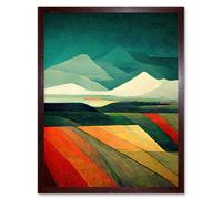 Artery8 Wall Art Print Modern Semi-Abstract Colourful Landscape Art Framed in Brown | Size: W12" x H16" Artery8 Brown W12" x H16"