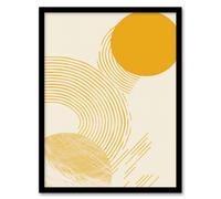 Artery8 Wall Art Print Modern Zen Abstract Yellow Boho Calm Design Art Framed Poster in Black | Size: W12" x H16" Artery8 Black W12" x H16"