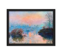 Artery8 Wall Art Print Monet Sunset Seine Lavacourt Winter Large Framed Wall Décor Art in Light Oak | Size: W18" x H24" Artery8 Light Oak W18" x H24"
