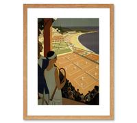 Artery8 Wall Art Print Monte Carlo Monaco Tennis Vintage Artwork Framed 9X7 Inch in Beige | Size: W7" x H9" Artery8 Beige W7" x H9"