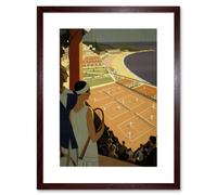 Artery8 Wall Art Print Monte Carlo Monaco Tennis Vintage Artwork Framed 9X7 Inch in Brown | Size: W7" x H9" Artery8 Brown W7" x H9"