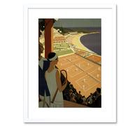 Artery8 Wall Art Print Monte Carlo Monaco Tennis Vintage Artwork Framed 9X7 Inch in White | Size: W7" x H9" Artery8 White W7" x H9"