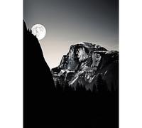 Artery8 Moonrise by Half Dome in Yosemite National Park High Contrast Black White Photograph Full Moon and Mountain Forest Landscape Large Wall Art Poster Print Thick Paper 18X24 Inch