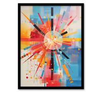 Artery8 Morning Sun Colourful Abstract Geometric Artwork Framed Wall Art Print A4