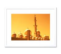 Artery8 Wall Art Print Mosque Dubai Golden Framed in White | Size: W7" x H9" Artery8 White W7" x H9"