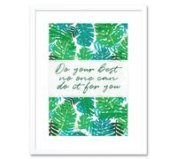 Artery8 Wall Art Print Motivational Do Your Best Jungle Green Typography Framed in White | Size: W7" x H9" Artery8 White W7" x H9"