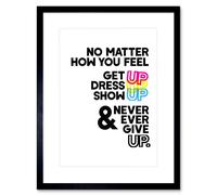 Artery8 Wall Art Print Motivational Get Up Never Give Up CMYK Framed in Black | Size: W7" x H9" Artery8 Black W7" x H9"