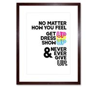 Artery8 Wall Art Print Motivational Get Up Never Give Up CMYK Framed in Brown | Size: W7" x H9" Artery8 Brown W7" x H9"